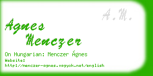agnes menczer business card