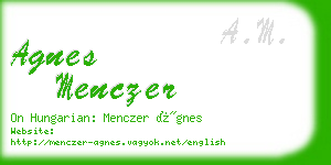 agnes menczer business card